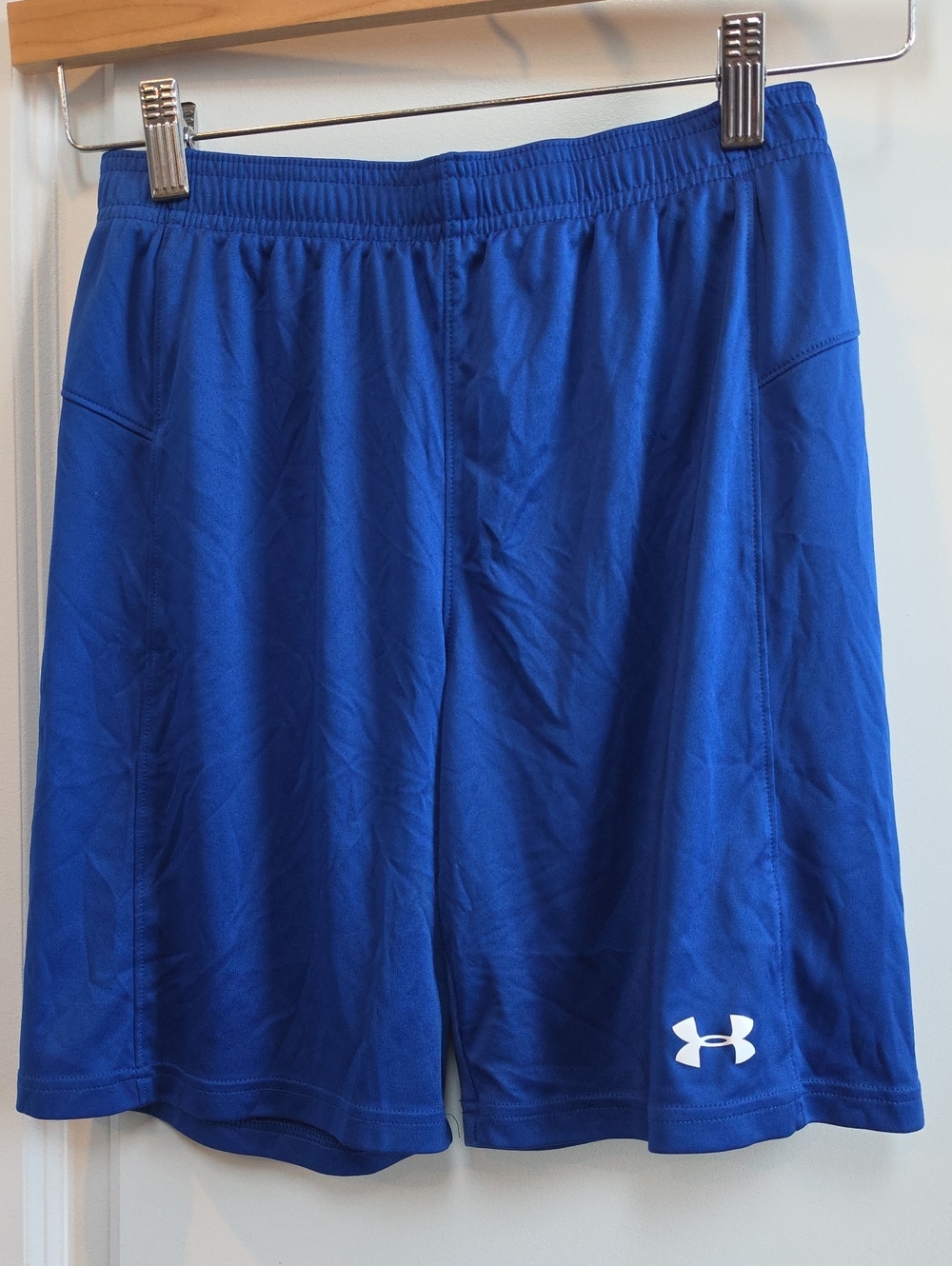 Under Armour Royal Blue Kids Athletic Shorts with White Logo